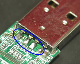 USBメモリー半田付け施工後 USBメモリー半田付け施工後